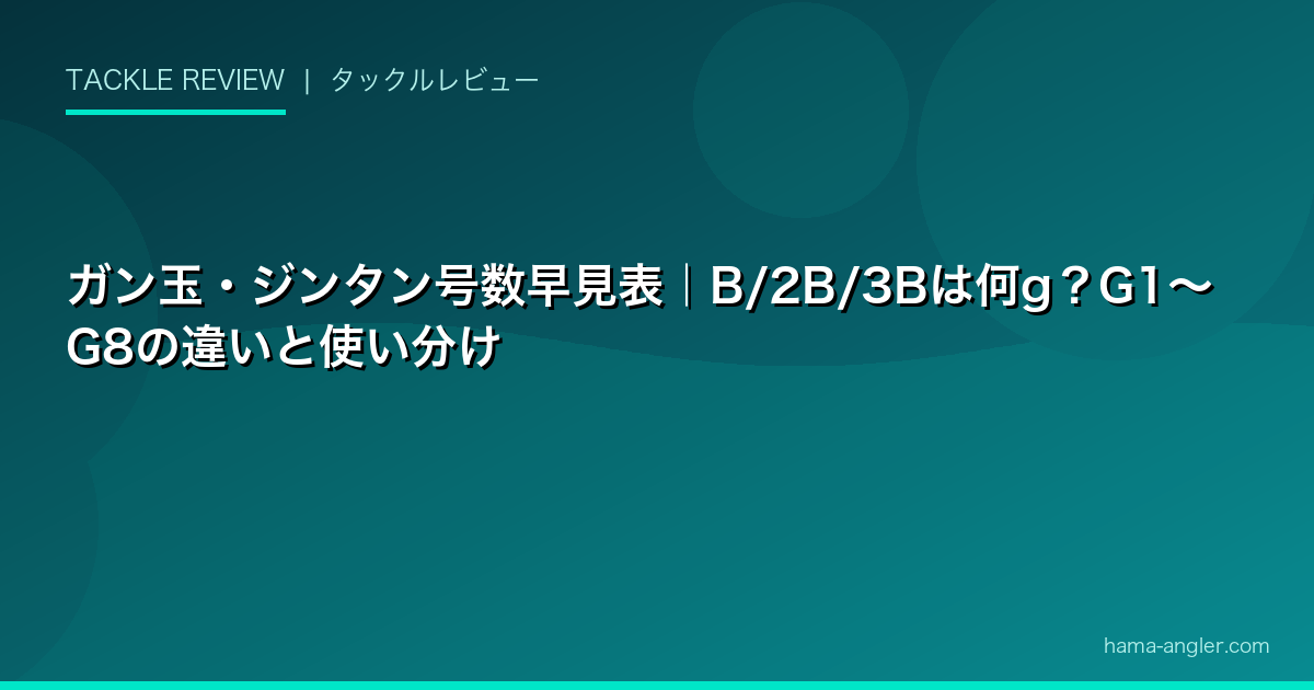 ガン玉・ジンタン号数早見表|B/2B/3Bは何g?G1〜G8の違いと使い分け