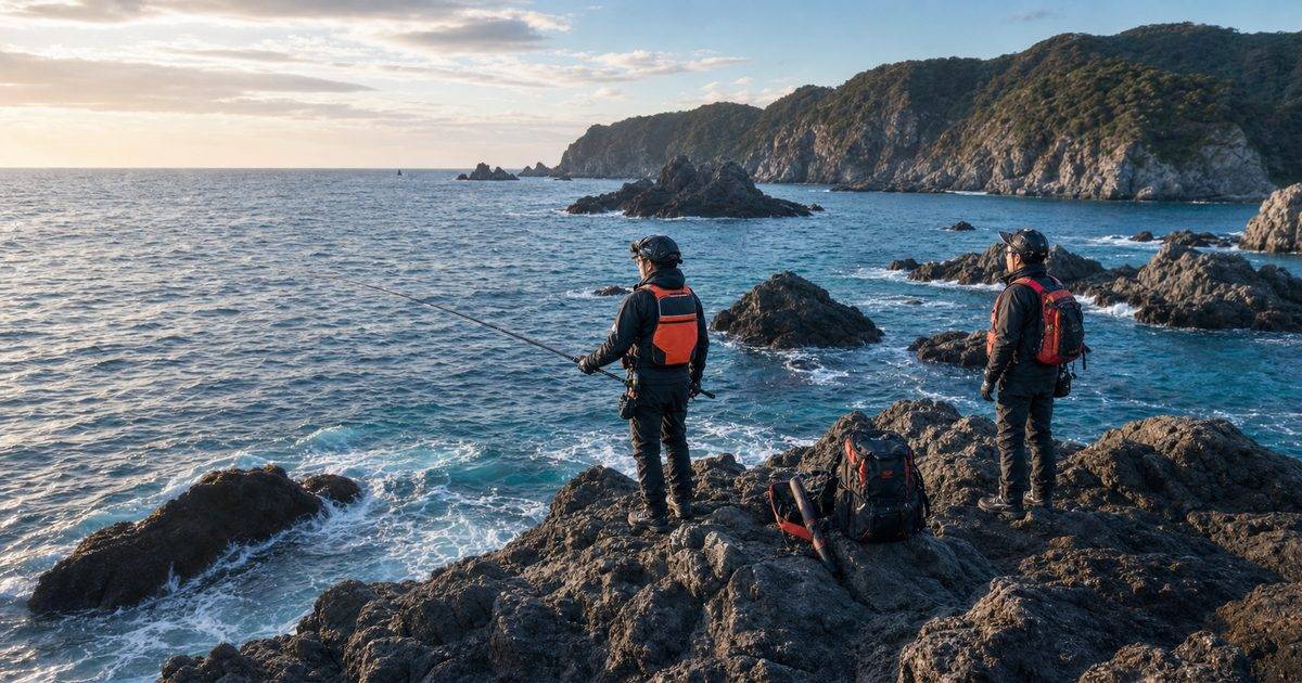 磯釣りとは何かを示す自然の磯と安全装備のアイキャッチ