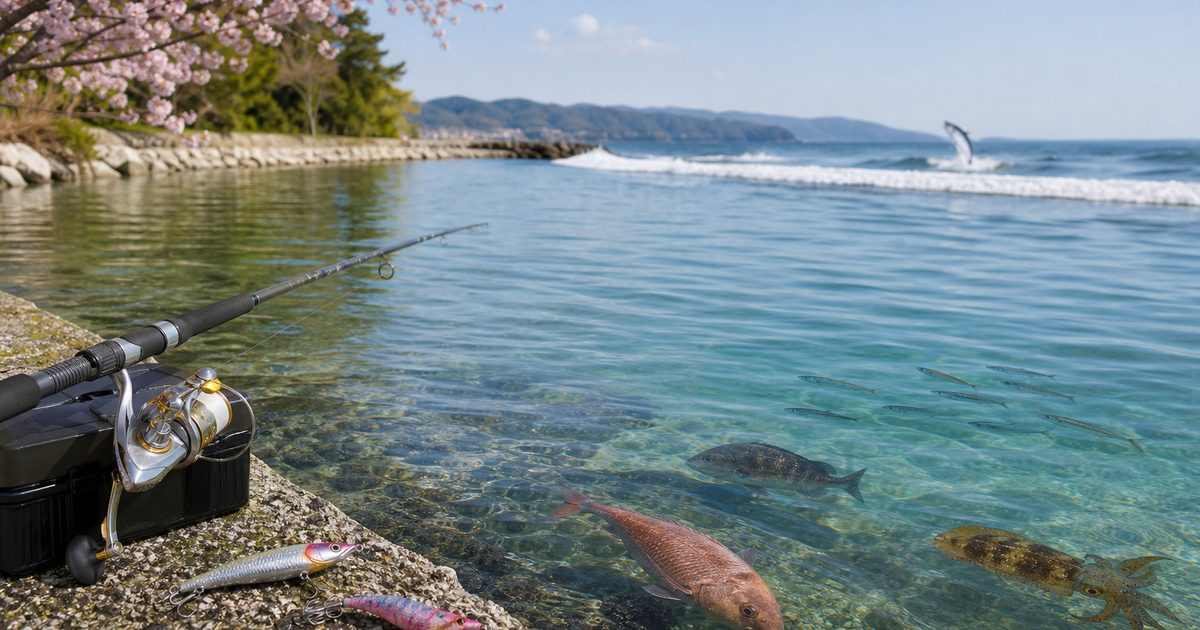 浜名湖と遠州灘で春の釣りシーズンを迎えるイメージ