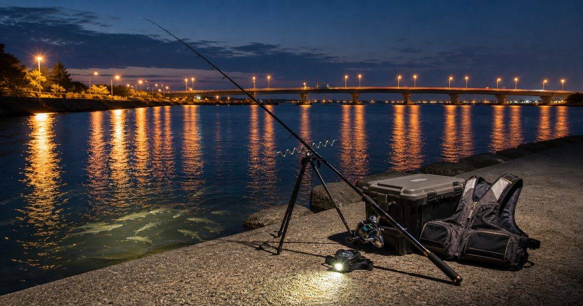 浜名湖の夜釣りポイントと安全装備をまとめたアイキャッチ画像