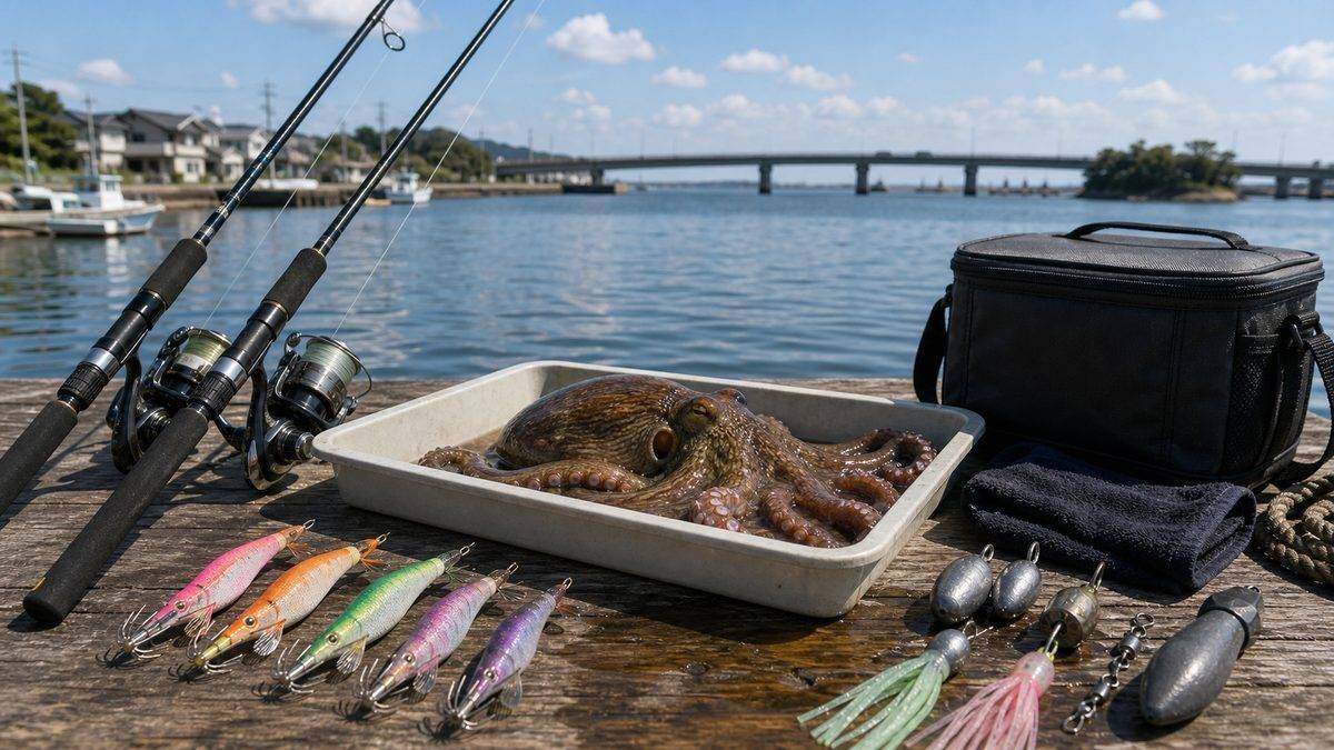浜名湖マダコのシーズンカレンダーの要点をまとめた釣り攻略インフォグラフィック
