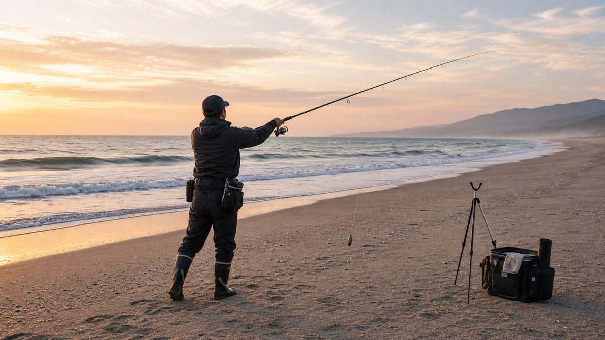 安全な間隔でペンデュラムキャストを行う実写風イメージ