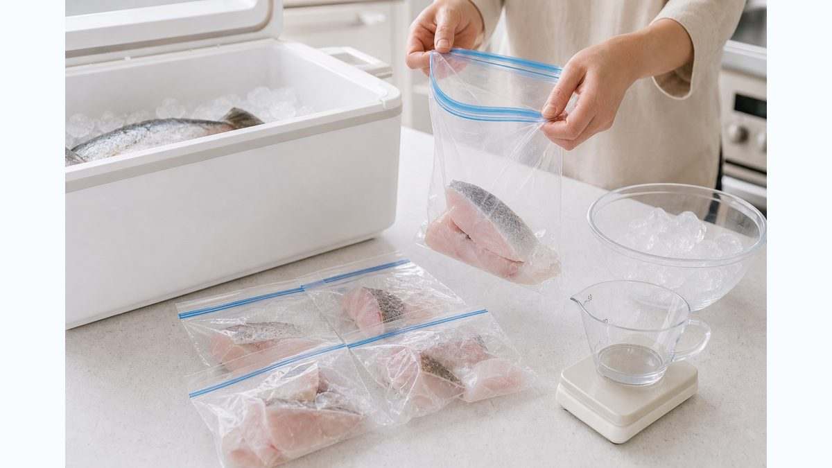 魚を相手の量に合わせて清潔に小分けするイメージ