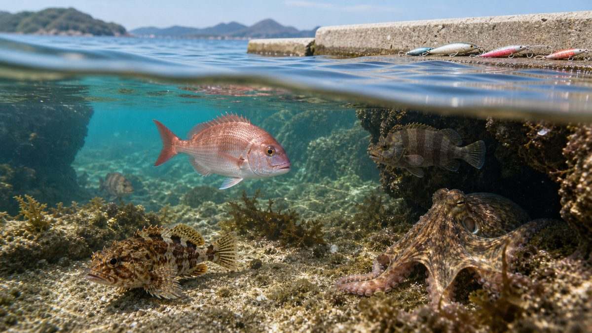 瀬戸内海の特産釣り魚とその特性の要点をまとめた釣り攻略インフォグラフィック
