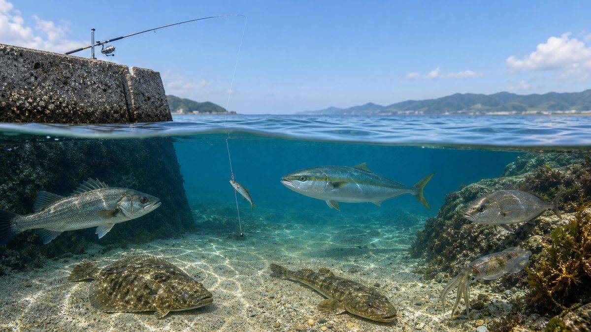 ターゲット魚種と特徴の要点をまとめた釣り攻略インフォグラフィック