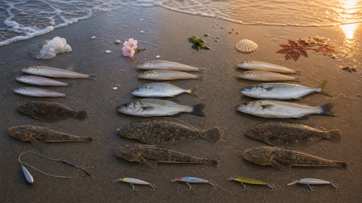 月別釣れる魚種カレンダーの要点をまとめた釣り攻略インフォグラフィック