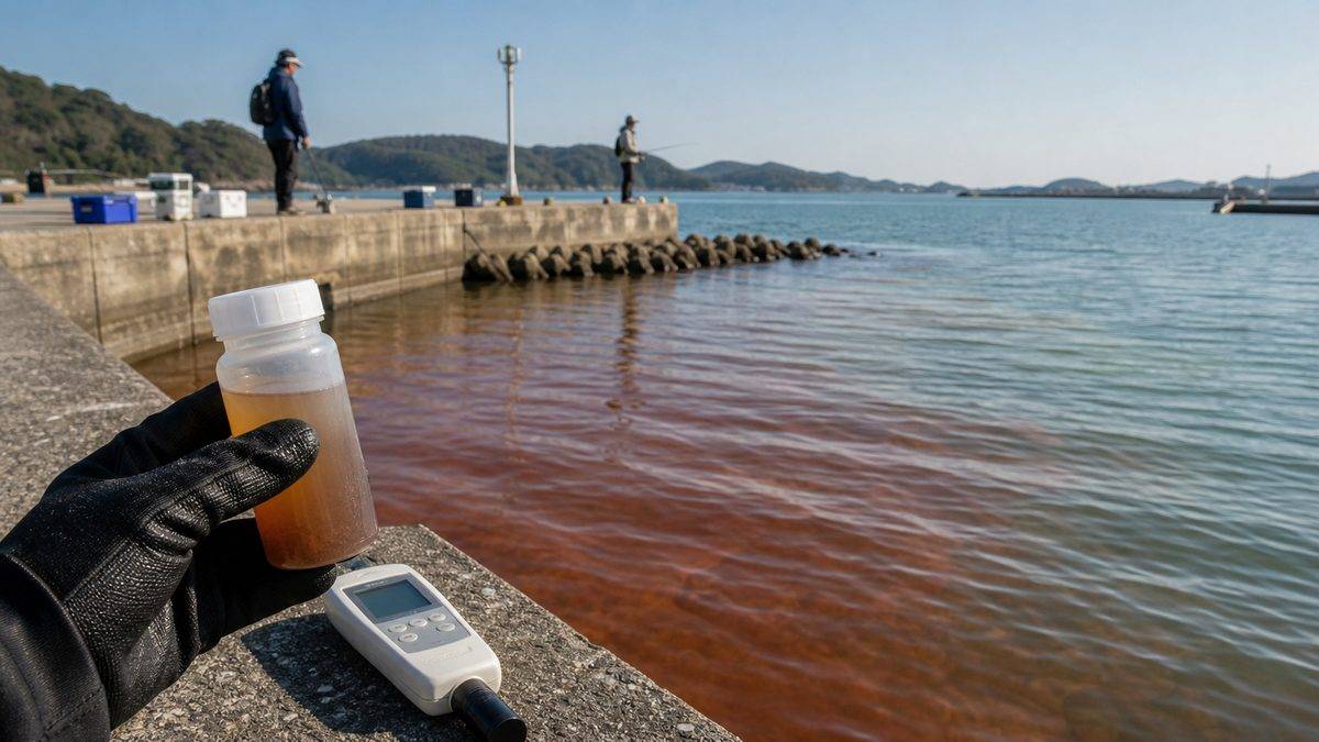 2026年4月、静岡県沿岸に「季節外れの赤潮」が発生した背景の要点をまとめた釣り攻略インフォグラフィック