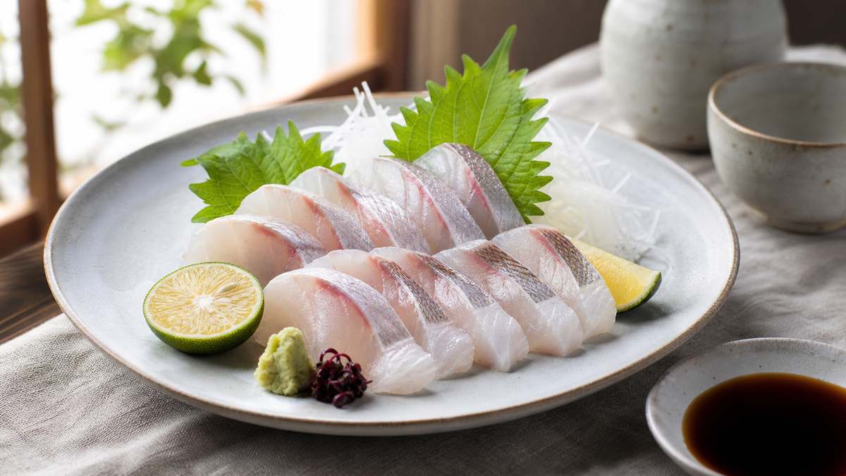レシピ①ボラの刺身(冬の寒ボラが最高)の内容をイメージした写真