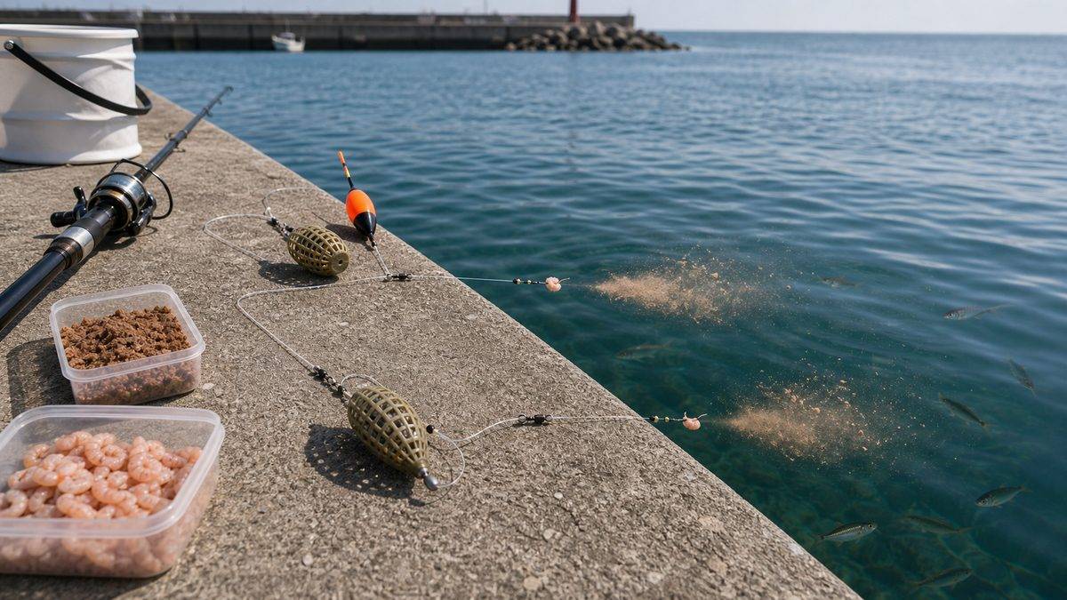 カゴ釣りの仕掛けと撒き方｜上カゴ・下カゴの違いと選択の要点をまとめた釣り攻略インフォグラフィック
