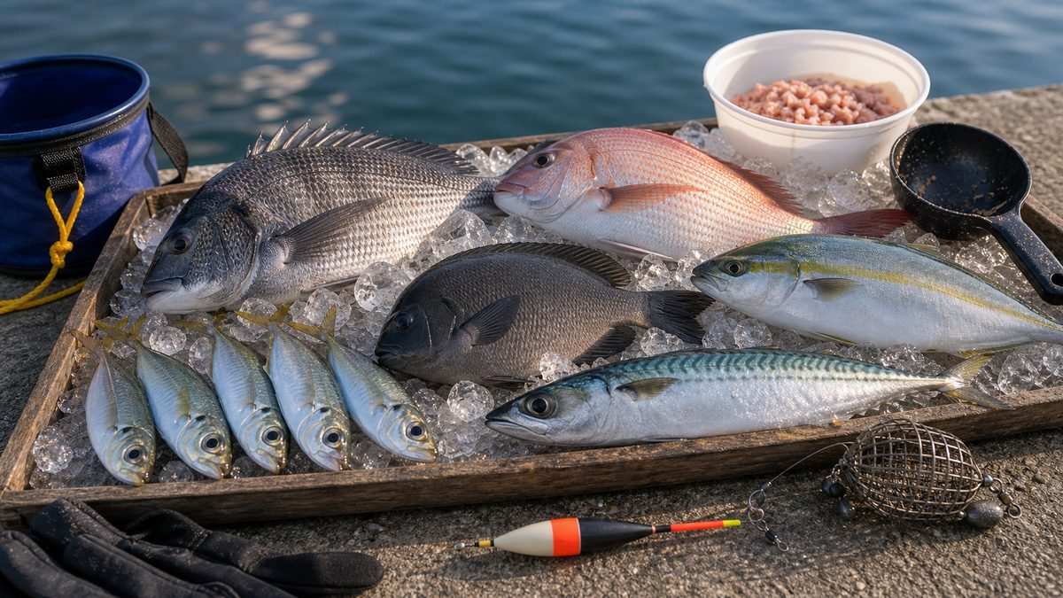コマセ釣りで狙う主な魚種と季節攻略法の要点をまとめた釣り攻略インフォグラフィック