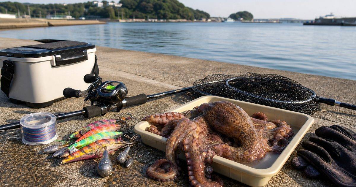 浜名湖・遠州灘のマダコ解禁に向けてタコエギや道具を準備するアイキャッチ