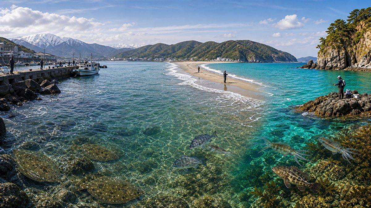3月の釣りにおすすめのエリアと釣りポイントの要点をまとめた釣り攻略インフォグラフィック