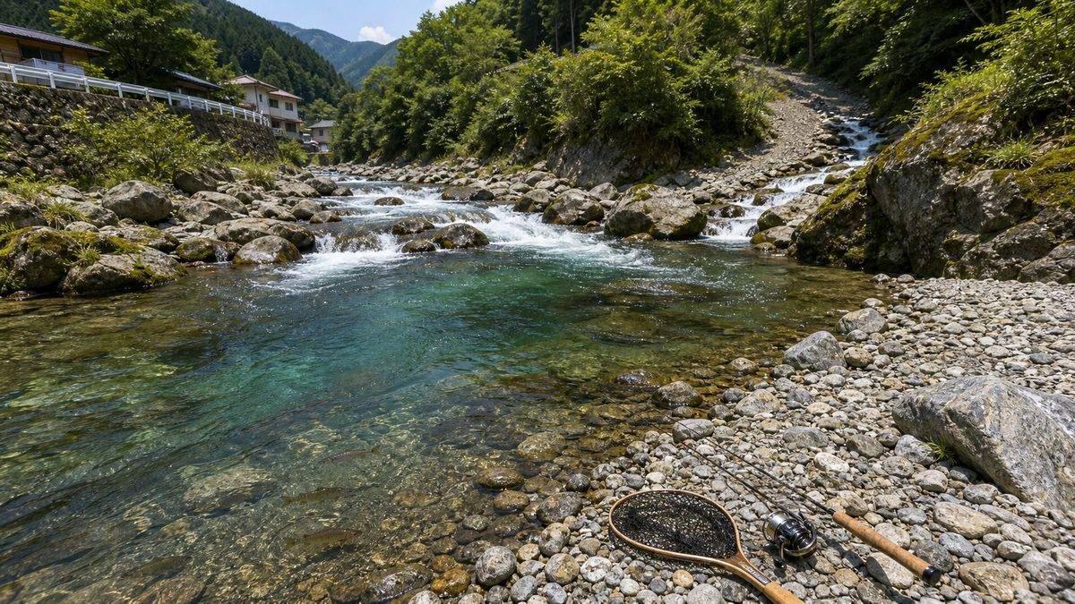 水窪川の区間別ポイント攻略の要点をまとめた釣り攻略インフォグラフィック