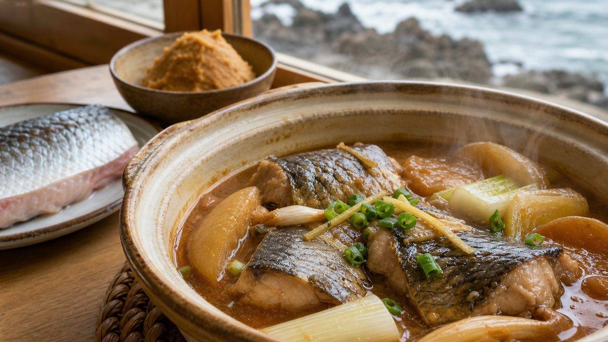 レシピ③ボラのみそ煮(冬の定番煮付け)の要点をまとめた釣り攻略インフォグラフィック