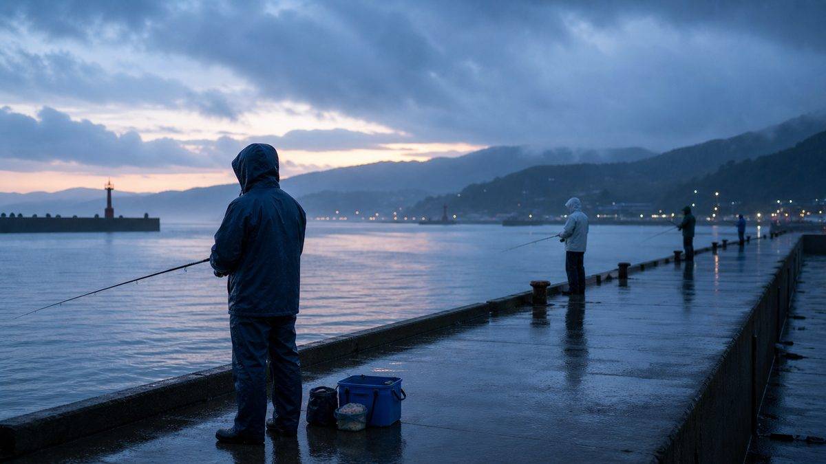 梅雨の堤防釣り：おすすめシチュエーションと時間帯の内容を補足する釣り記事用イメージ画像