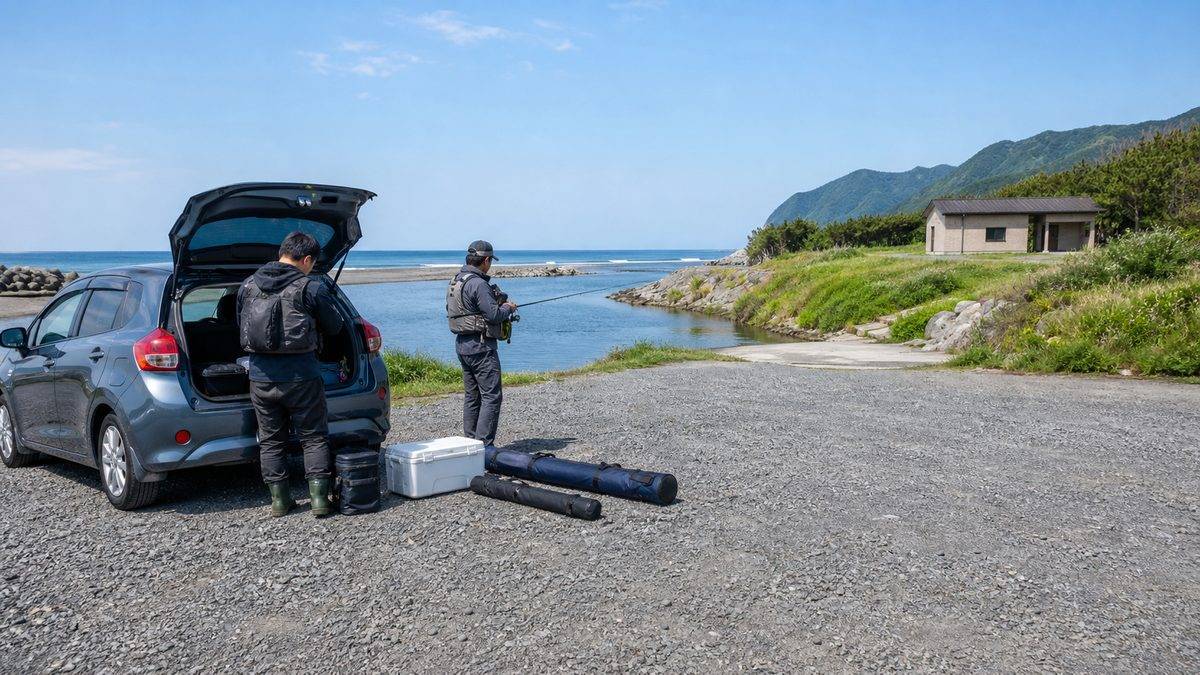 アクセス・駐車場・周辺施設情報の要点をまとめた釣り攻略インフォグラフィック
