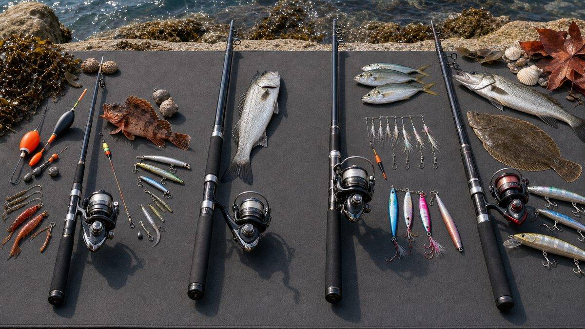 釣れる魚種と年間カレンダーの要点をまとめた釣り攻略インフォグラフィック