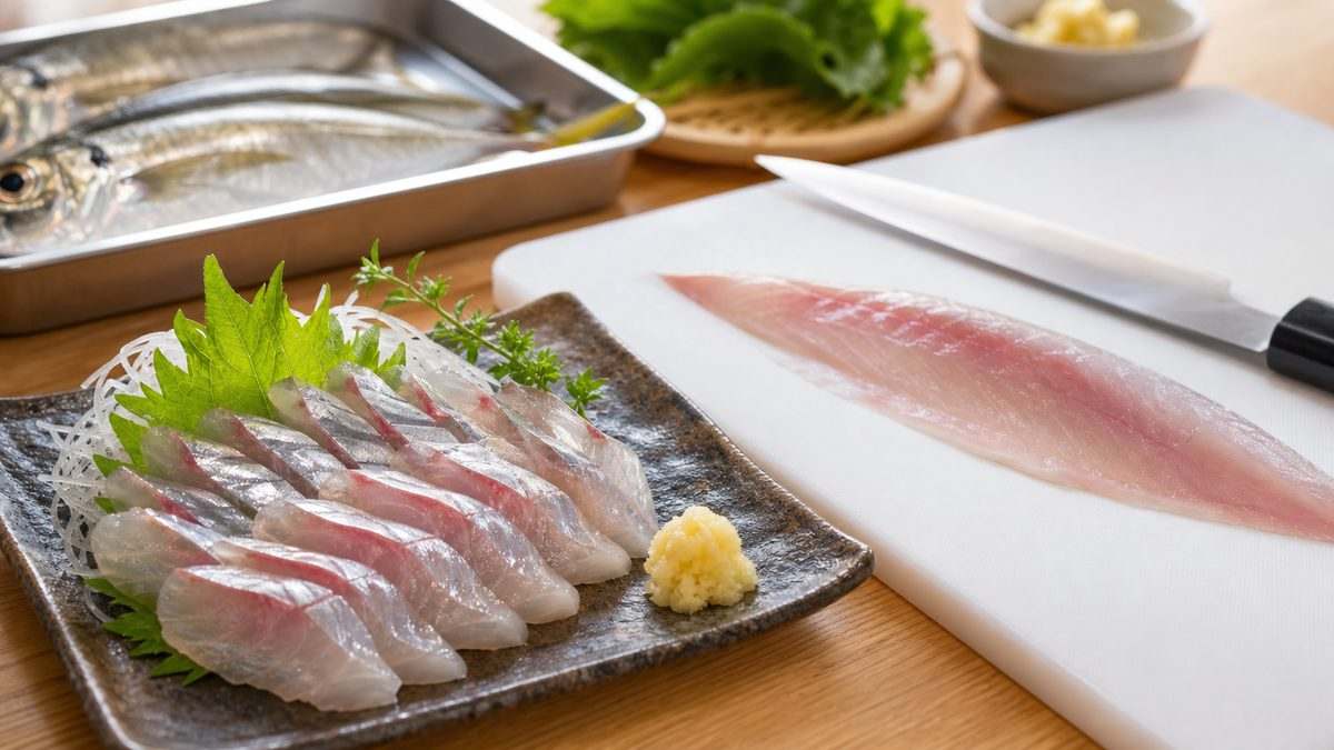 2. アジの刺身の作り方|プロが教える包丁使いと食べ頃の見極めの要点をまとめた釣り攻略インフォグラフィック