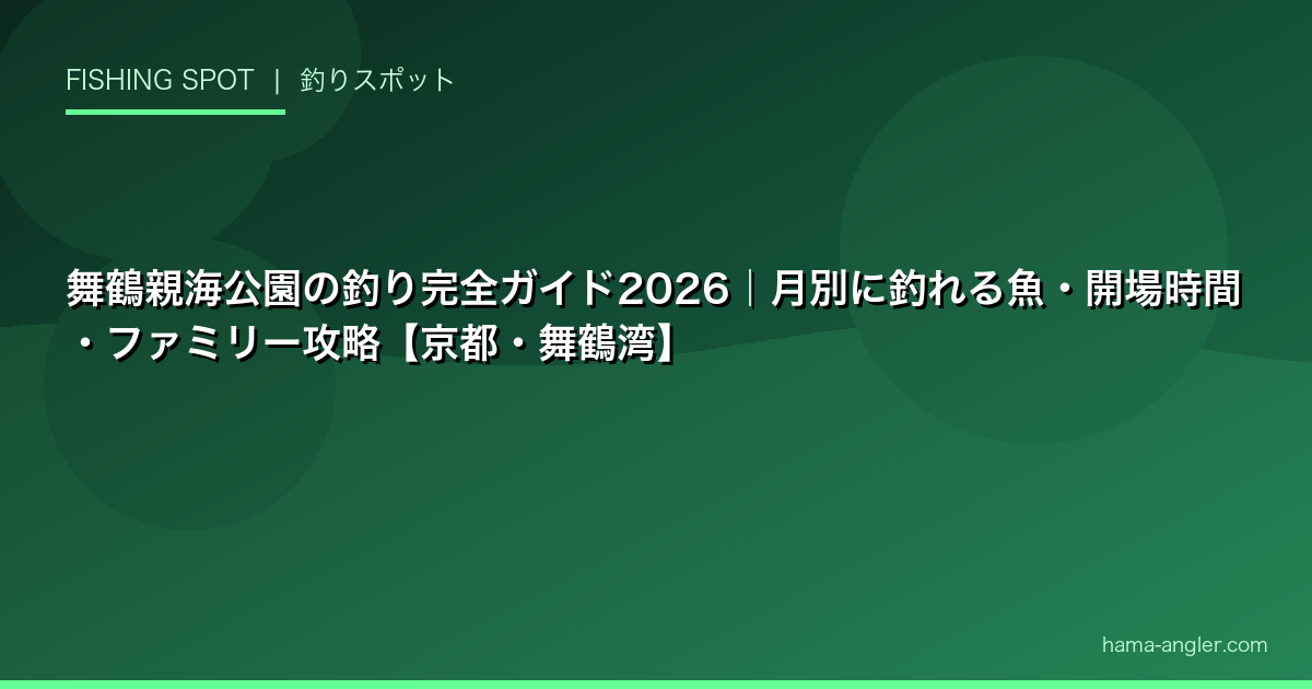 舞鶴親海公園の釣り完全ガイド2026｜月別に釣れる魚・開場時間・ファミリー攻略【京都・舞鶴湾】