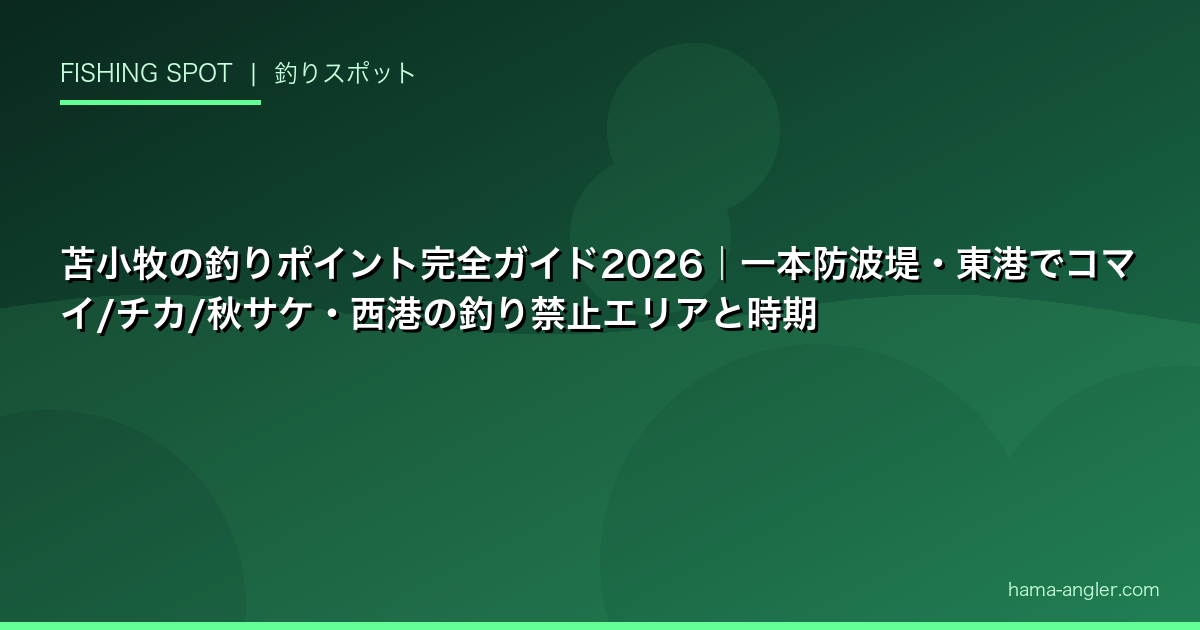 苫小牧の釣りポイント完全ガイド2026｜一本防波堤・東港でコマイ/チカ/秋サケ・西港の釣り禁止エリアと時期