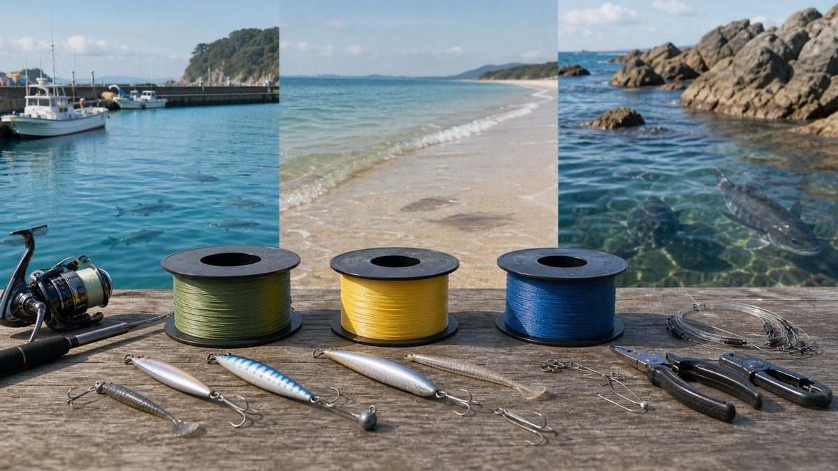 魚種と釣り場に合わせてPEラインを選ぶイメージ画像