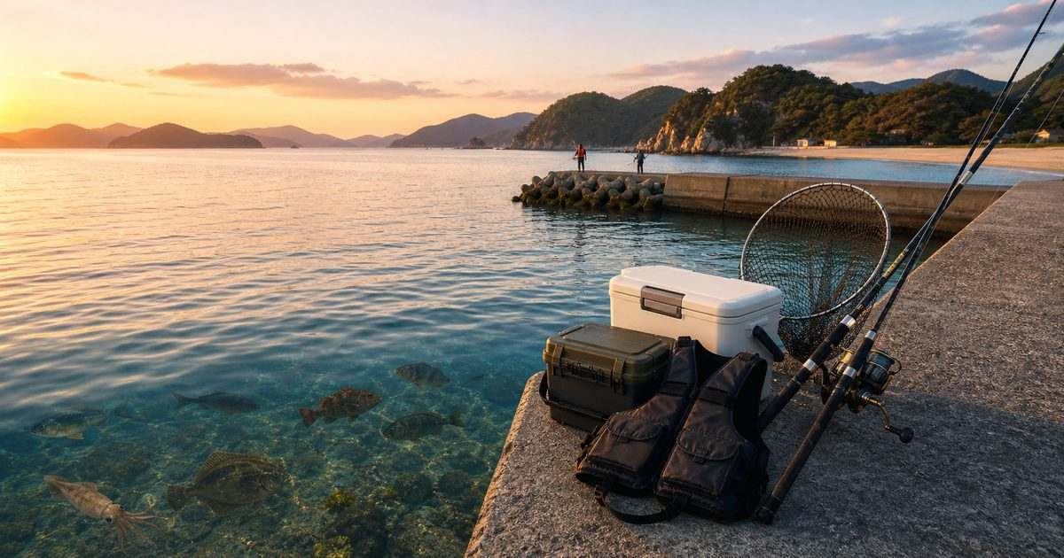 広島・岡山の瀬戸内海釣りスポットと安全な釣行準備を示すアイキャッチ画像