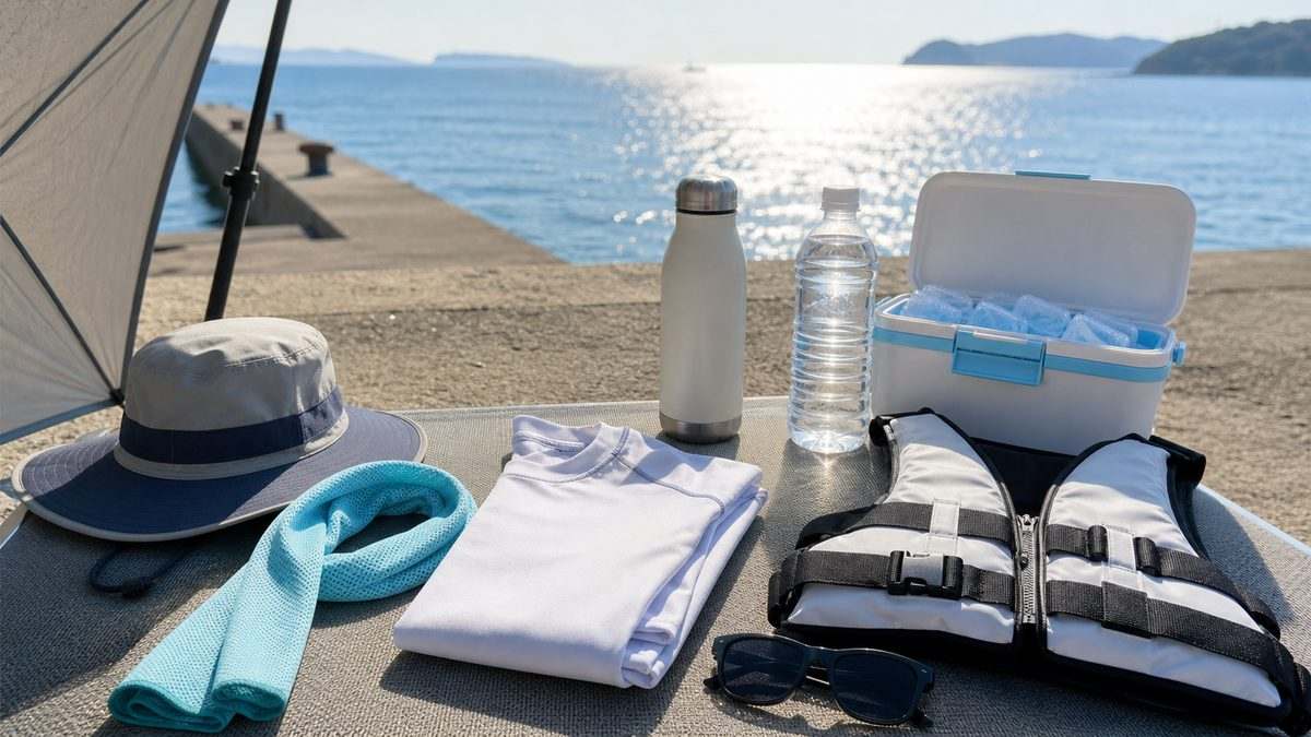 熱中症・暑さ対策｜釣り人を守る完全マニュアルの要点をまとめた釣り攻略インフォグラフィック
