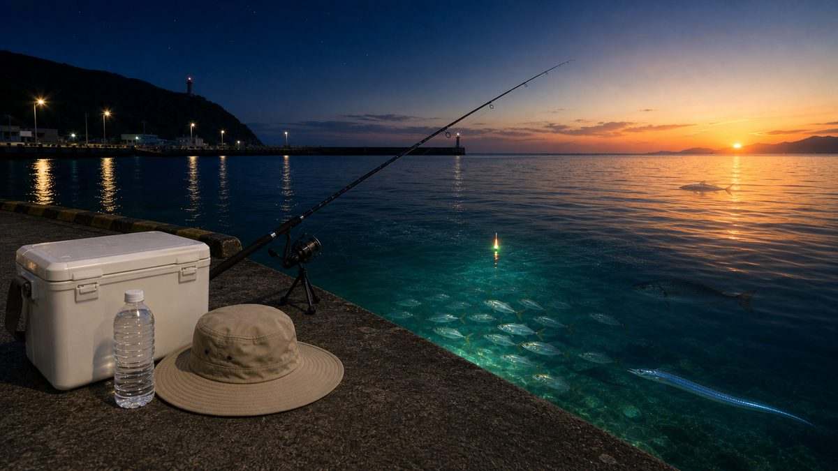 まとめ｜真夏の海釣りは「夜・早朝」が主戦場の要点をまとめた釣り攻略インフォグラフィック