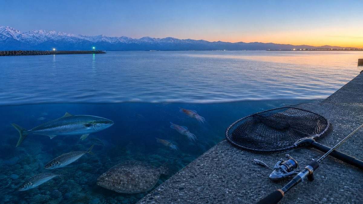 富山エリアのおすすめ釣りスポットの要点をまとめた釣り攻略インフォグラフィック