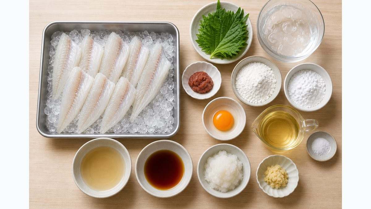 キス天ぷらに必要な材料の要点をまとめた釣り攻略インフォグラフィック