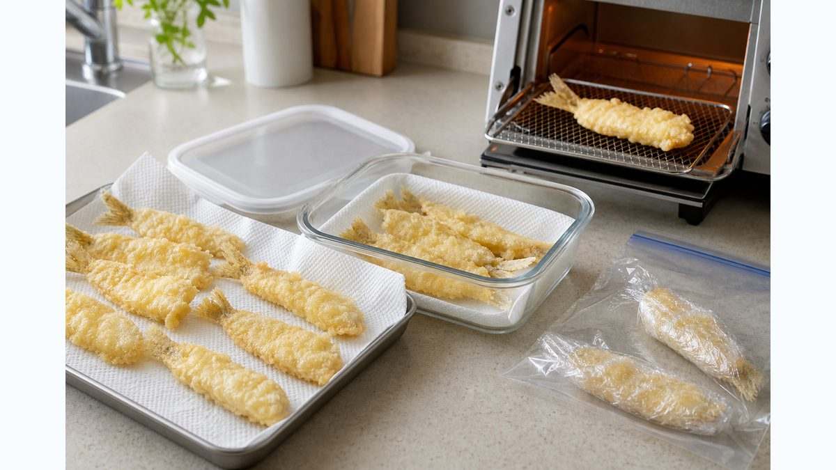 天ぷらの保存方法の要点をまとめた釣り攻略インフォグラフィック