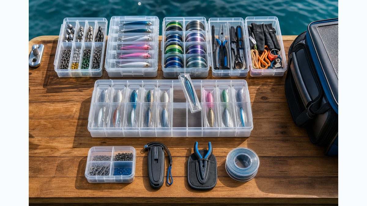 釣り具を分類し使用頻度と定位置で整理した作業台