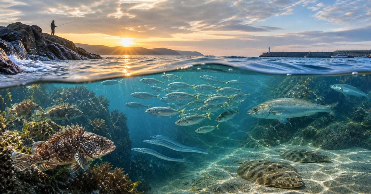 3月の海釣りで水温上昇と魚の活性化を表すアイキャッチ画像
