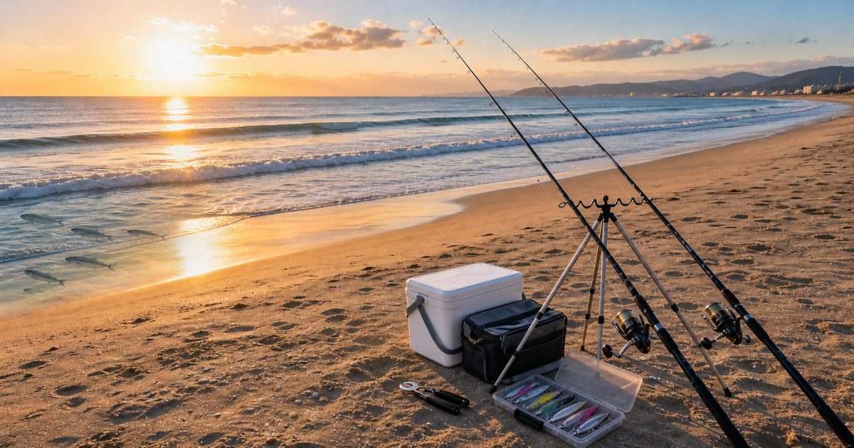 サーフフィッシングの基本|広大な砂浜で狙うターゲットの要点を伝えるサーフフィッシングアイキャッチ画像