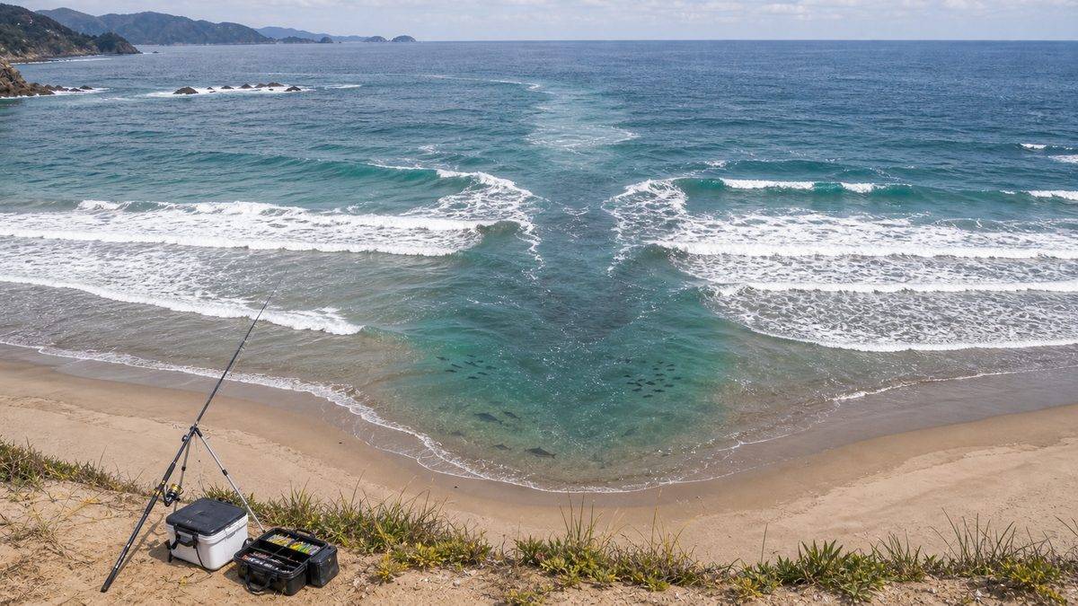 離岸流の見つけ方と活用法の要点をまとめた釣り攻略インフォグラフィック