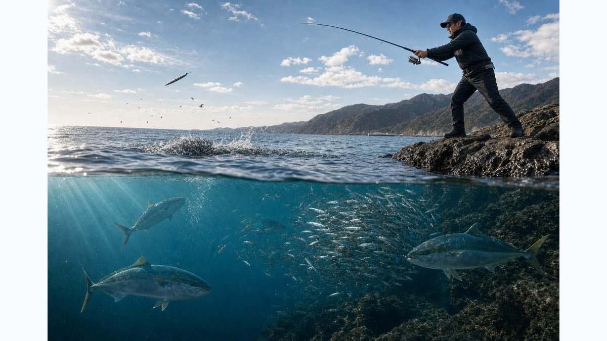 青物（ブリ・ハマチ・カンパチ・サゴシ）――ショアジギング最盛期の全攻略の要点をまとめた釣り攻略インフォグラフィック