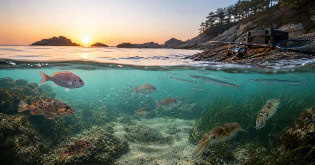 春の海釣りで水温上昇と魚が動き出すイメージ
