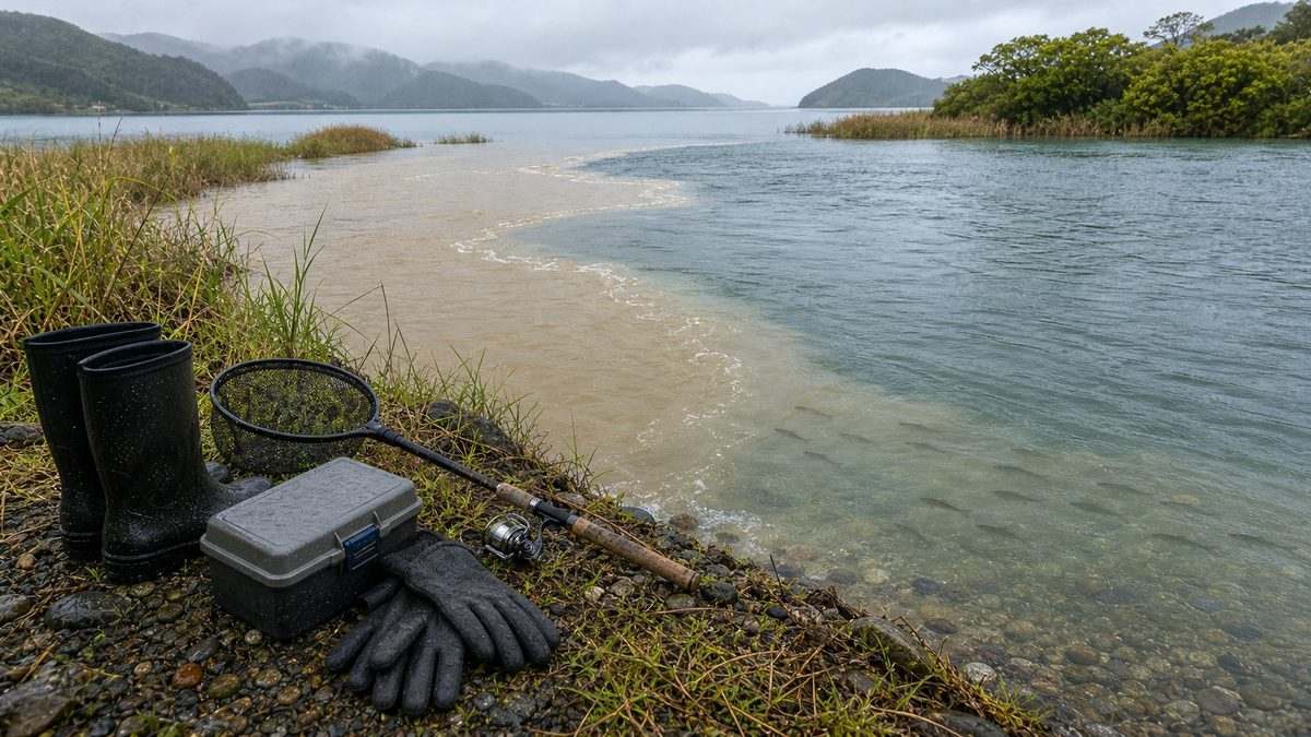 【雨後に爆発する】河口部・排水機場周辺のスポットの要点をまとめた釣り攻略インフォグラフィック