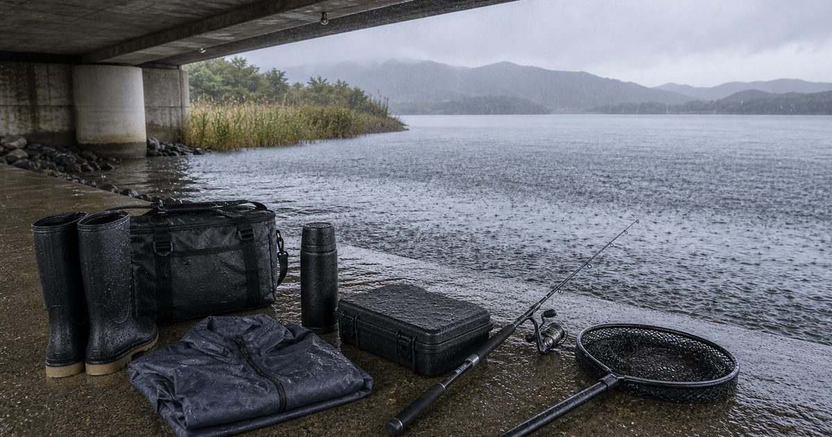 浜名湖・遠州の雨の日釣行で安全な橋下シェルターと風裏を示すアイキャッチ画像