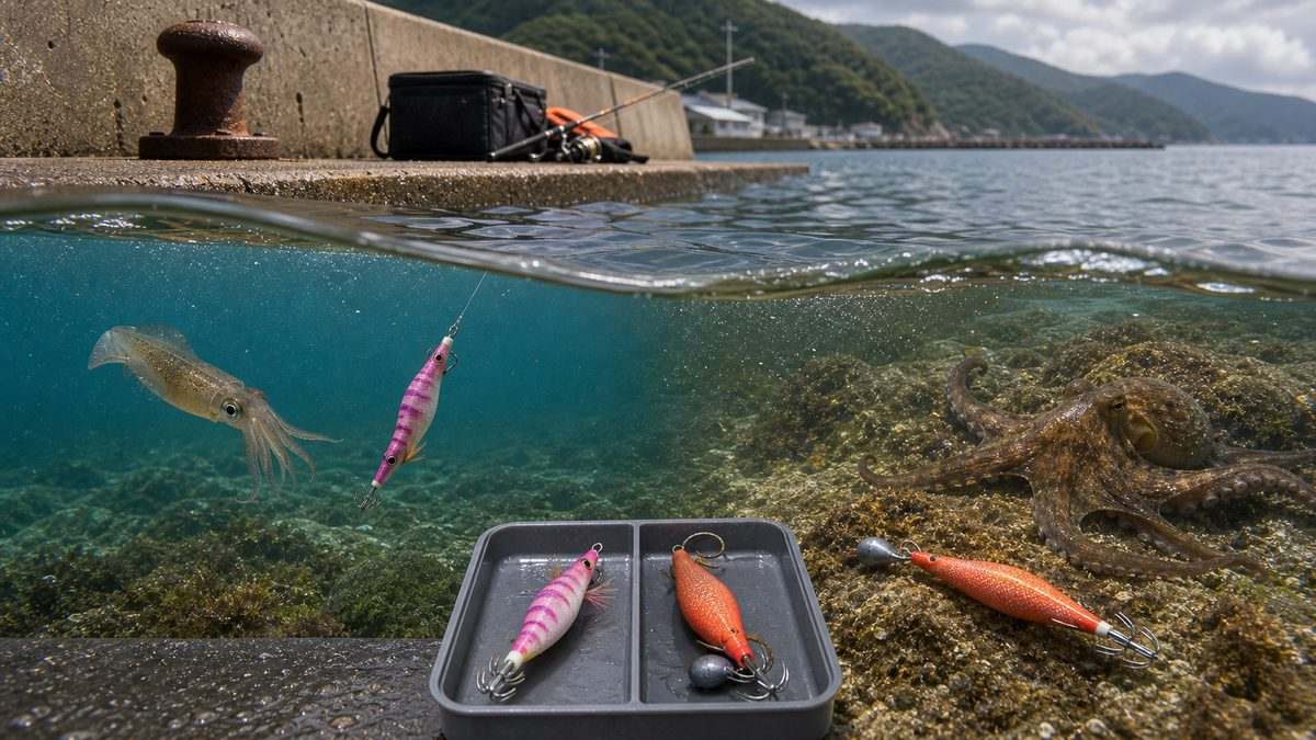 イカエギでタコは釣れる？タコエギでイカは？代用の可否の要点をまとめた釣り攻略インフォグラフィック