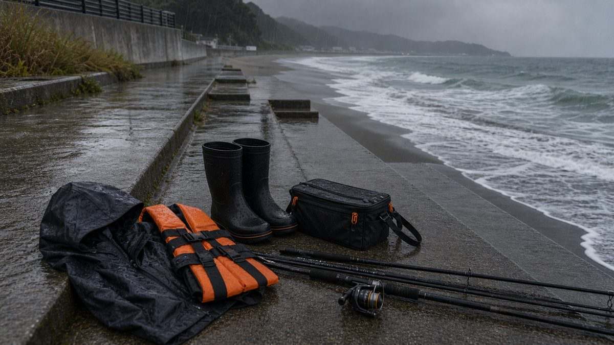雨の日に釣りをするのはリスクだらけの要点をまとめた釣り攻略インフォグラフィック