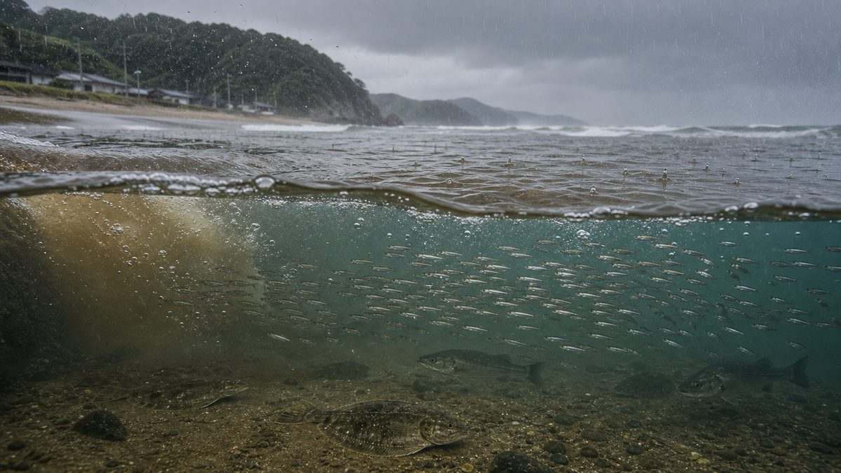 雨で魚が釣れやすくなる「5つの理由」を整理してみたの要点をまとめた釣り攻略インフォグラフィック