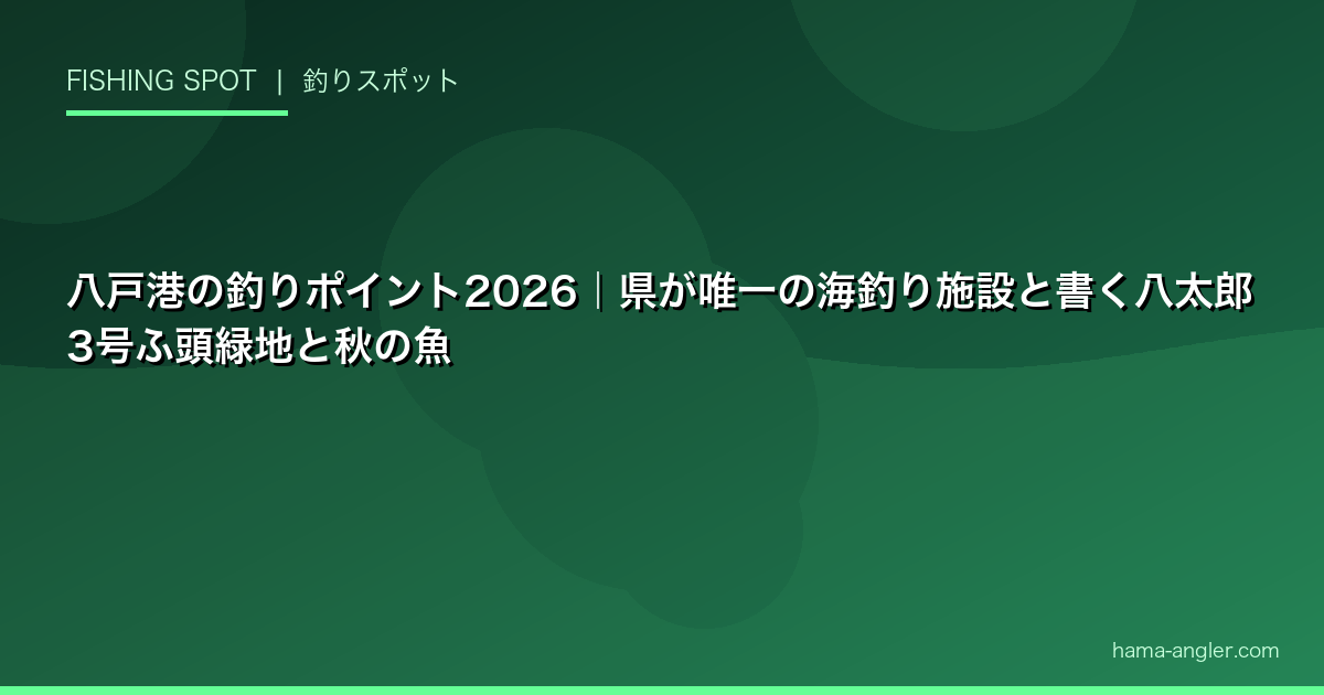 八戸港の釣りポイント2026｜県が唯一の海釣り施設と書く八太郎3号ふ頭緑地と秋の魚