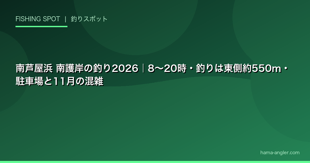 南芦屋浜 南護岸の釣り2026|8〜20時・釣りは東側約550m・駐車場と11月の混雑